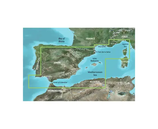 GARMIN VEU010R-G3 SPAIN, MEDITERRANEAN COAST BLUECHART G3 JūRLAPIAI, 010-C0768-00