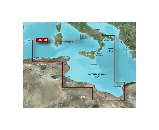 GARMIN HXEU013R-G3 ITALY SOUTHWEST & TUNISIA BLUECHART G3 JūRLAPIAI, 010-C0771-20