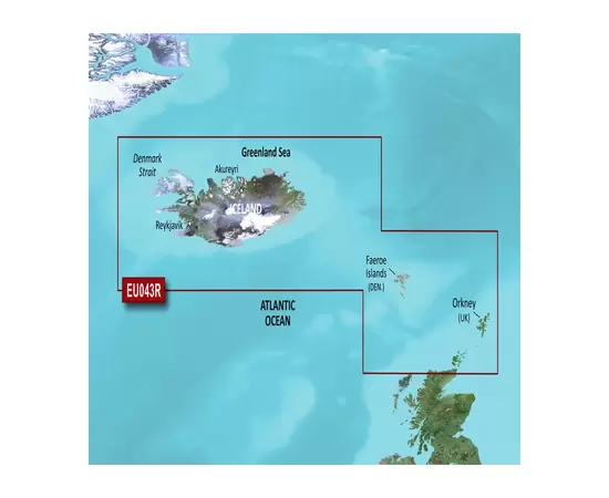 GARMIN HXEU043R-G3 ICELAND TO ORKNEY BLUECHART G3 JūRLAPIAI, 010-C0780-20
