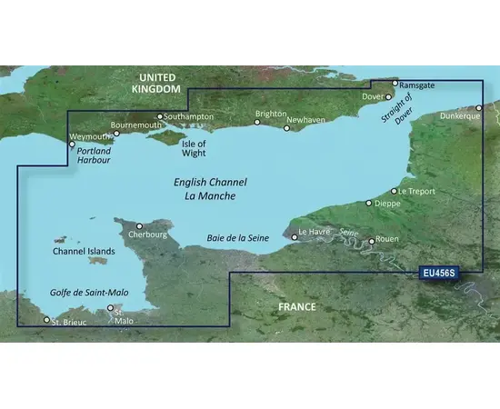 GARMIN VEU456S-G3 ENGLISH CHANNEL, CENTRAL-EAST BLUECHART G3 JūRLAPIAI, 010-C0800-00