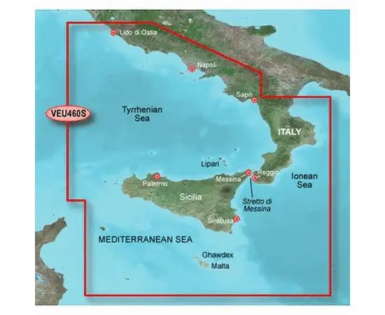 GARMIN VEU460S-G3 SICILY-LIDO DI OSTIA BLUECHART G3 JūRLAPIAI, 010-C0804-00