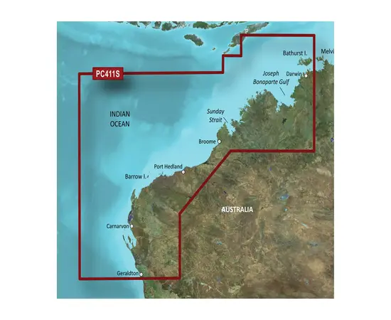 GARMIN VPC411S-G3 GERALDTON TO DARWIN BLUECHART G3 JūRLAPIAI, 010-C0869-00