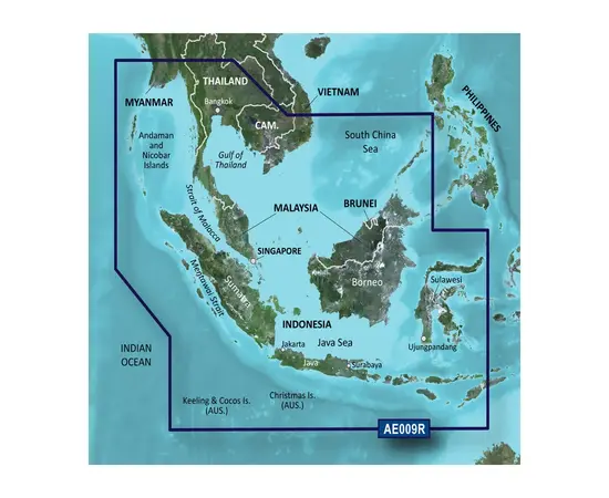 GARMIN VAE009R-G3 SIN/MAL/INDONESIA BLUECHART G3 JūRLAPIAI, 010-C0884-00