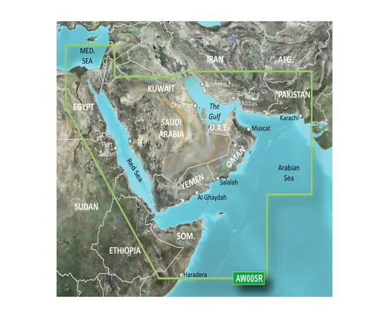 GARMIN VAW005R-G3 THE GULF AND RED SEA BLUECHART G3 JūRLAPIAI, 010-C0924-00