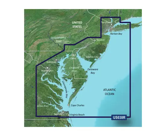 GARMIN VUS038R-G3 NEW YORK-CHESAPEAKE BLUECHART G3 JūRLAPIAI, 010-C1004-00