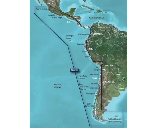 GARMIN VSA002R-G3 SOUTH AMERICA WEST COAST BLUECHART G3 JūRLAPIAI, 010-C1063-00