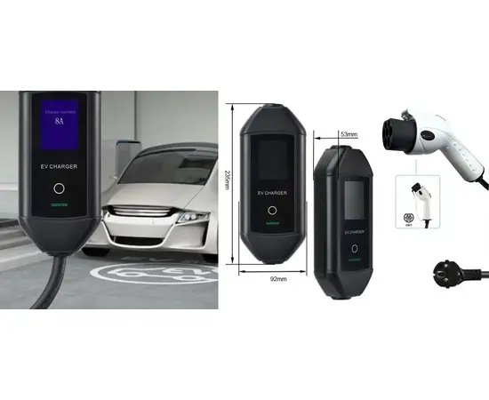 ELEKTROMOBILIO NEšIOJAMAS įKROVIKLIS GB/T - SCHUKO (220V), 6-16A, 3.5KW, 1-FAZIS, 5M, EV200795