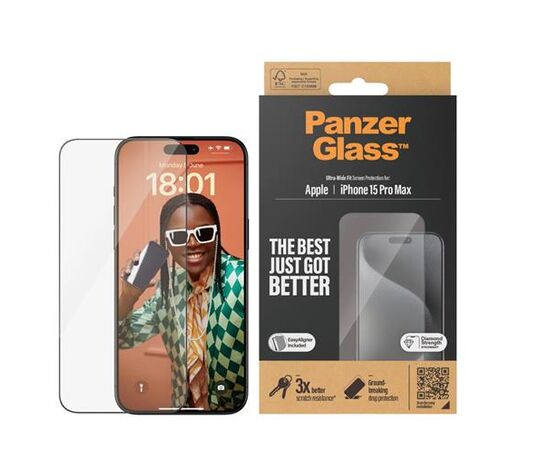 PANZERGLASS SCREEN PROTECTOR IPHONE 15 PRO MAX | ULTRA-WIDE FIT W. EASYALIGNER, 2812