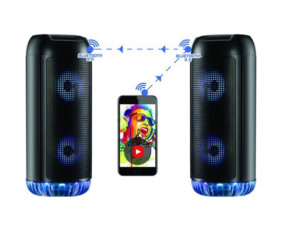 BLUETOOTH NEšIOJAMAS GARSIAKALBIS REBELTEC PARTYBOX 400 (USB, MICROSD, AUX, HF, RGB šVIESTUVAS), 5902539601282
