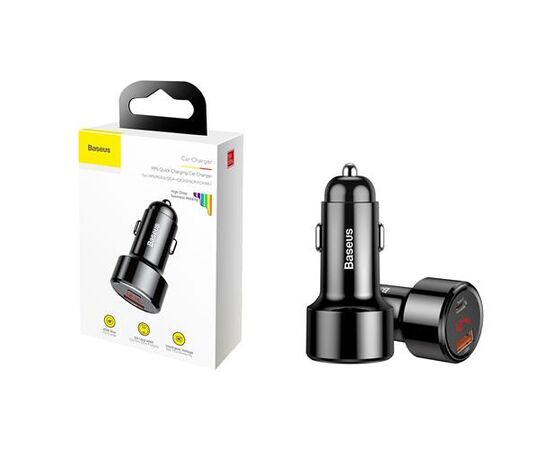 ĮKROVIKLIS AUTOMOBILINIS BASEUS SERIES SU LED EKRANU IR 2 USB QUICK CHARGE 45W JUODAS CCMLC20C-01, 6953156293182