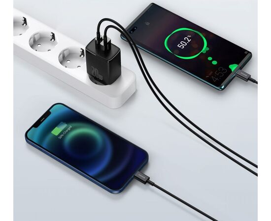 ĮKROVIKLIS BASEUS USB + TYPE-C 20W JUODAS CCXJ-B01, 6953156207233
