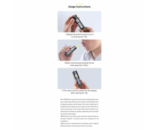 ALKOTESTERIS BASEUS DIGITAL ALCOHOL TESTER CRCX-01, 6953156206809