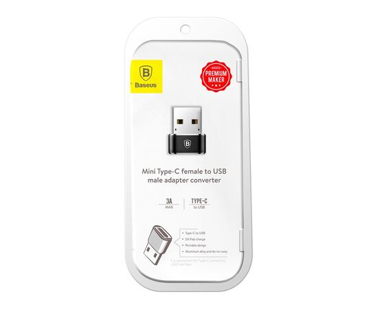 ADAPTERIS BASEUS TYPE-C TO USB-A JUODAS CAAOTG-01, 6953156263536