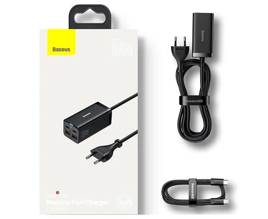 ĮKROVIKLIS BASEUS GAN3 PRO 2XTYPE-C/2XUSB 100W JUODAS CCGP000101, 6953156209053