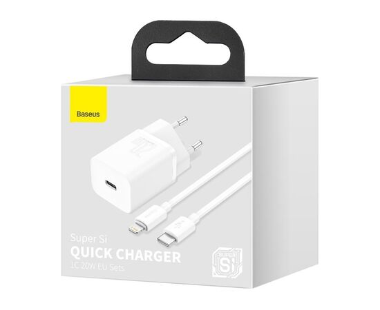 ĮKROVIKLIS BASEUS SUPER SI 20W + LIGHTNING 1.0M BALTAS TZCCSUP-B02, 6953156230064