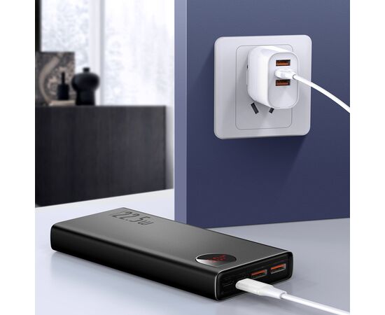 IšORINė BATERIJA POWER BANK BASEUS ADAMAN 22.5W 20000MAH + TYPE-C 0.3M JUODA PPAD070101, 6932172618308