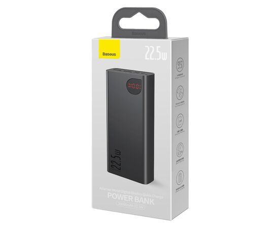 IšORINė BATERIJA POWER BANK BASEUS ADAMAN 22.5W 20000MAH + TYPE-C 0.3M JUODA PPAD070101, 6932172618308