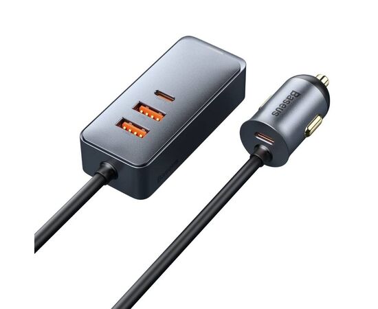 AUTOMOBILINIS įKROVIKLIS BASEUS SHARE TOGETHER 2X USB / 2X USB TYPE C 120W PPS PD PILKA (CCBT-A0G), 44277