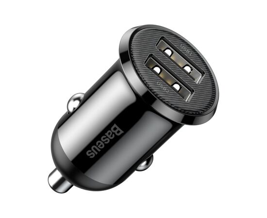 AUTOMOBILINIS įKROVIKLIS BASEUS GRAIN PRO 2XUSB-A 4.8A JUODAS CCALLP-01, 52169