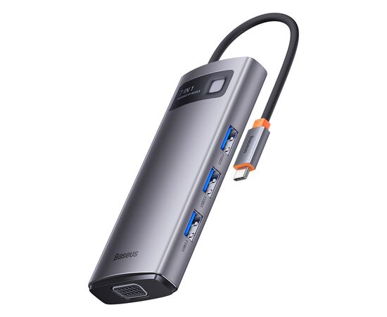 ADAPTERIS BASEUS METAL GLEAM SERIES HUB TYPE-C TO 3XUSB3.0 + HDMI + TYPE-C + RJ45 + VGA WKWG040013, 52190