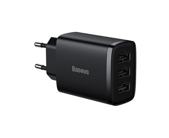 ĮKROVIKLIS BASEUS COMPACT CHARGER 3U 17W 3XUSB JUODAS CCXJ020101, 52246