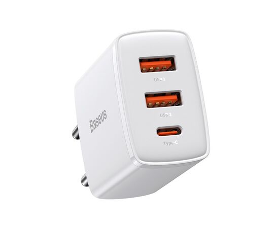 ĮKROVIKLIS BASEUS COMPACT QUICK CHARGER 2XUSB/TYPE-C 30W BALTAS CCXJ-E02, 52250