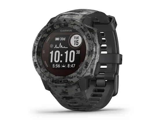 GARMIN INSTINCT SOLAR – CAMO EDITION GRAFITO KAMUFLIAžINėS SPALVOS, 010-02293-05