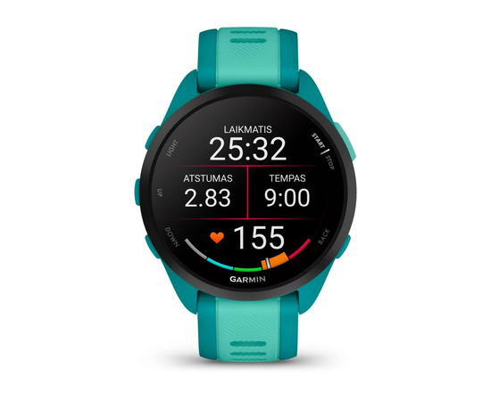 GARMIN FORERUNNER 165 MUSIC TURKIO / žALSVAI MėLYNA SPALVA, 010-02863-32