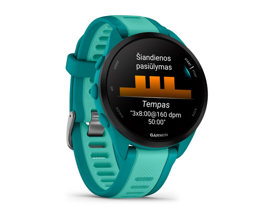 GARMIN FORERUNNER 165 MUSIC TURKIO / žALSVAI MėLYNA SPALVA, 010-02863-32