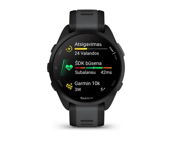 GARMIN FORERUNNER 165 JUODOS / PILKAI MELSVA SPALVA, 010-02863-20