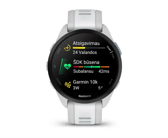 GARMIN FORERUNNER 165 PILKšVOS / BALTOJO AKMENS SPALVOS, 010-02863-21
