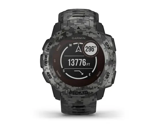 GARMIN INSTINCT SOLAR – CAMO EDITION GRAFITO KAMUFLIAžINėS SPALVOS, 010-02293-05