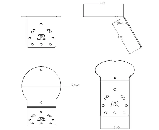 RAM ANTENNA ADAPTER PLATE AMPS HOLE ROUN, RAM-344U