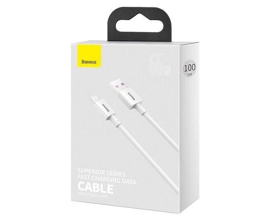 USB KABELIS BASEUS SUPERIOR Iš USB į TYPE-C 66W 1.0M BALTAS CATYS-02, 6953156205505