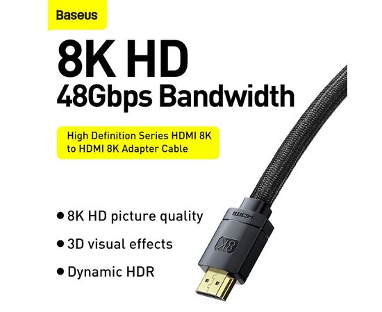 KABELIS BASEUS HIGH DEFINITION 8K HDMI 1.5M WKGQ040101, 6932172614133
