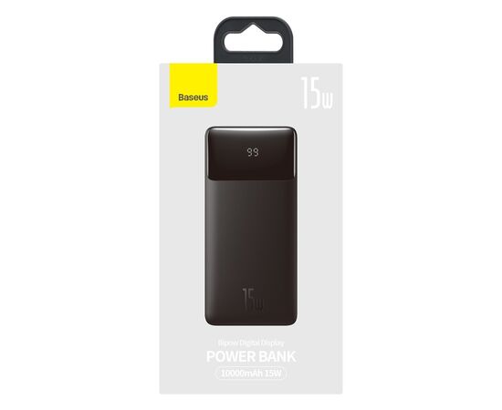 IšORINė BATERIJA POWER BANK BASEUS BIPOW TYPE-C PD+2XQUICK CHARGE 3.0 15W 10000MAH SU EKRANU JUODA PPBD050001, 6932172618193