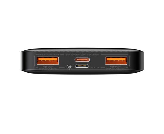 IšORINė BATERIJA POWER BANK BASEUS BIPOW 20W 10000MAH + MICROUSB 0.25M JUODA PPBD050301, 6932172618254