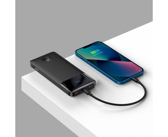 IšORINė BATERIJA POWER BANK BASEUS BIPOW 20W 10000MAH + MICROUSB 0.25M JUODA PPBD050301, 6932172618254