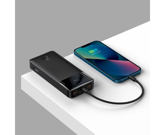 IšORINė BATERIJA POWER BANK BASEUS BIPOW 20W 20000MAH + MICROUSB 0.25M JUODA PPBD050501, 6932172618322