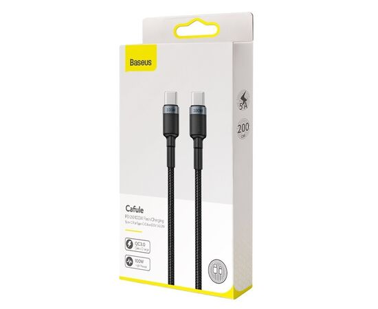 USB KABELIS BASEUS CAFULE PD100W TYPE-C 2.0M PILKAS-JUODAS CATKLF-ALG1, 6953156216365