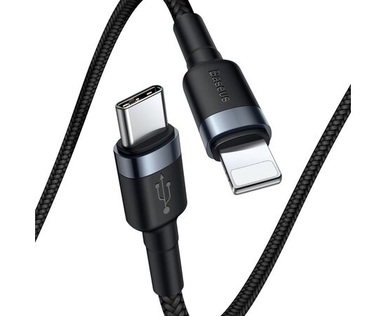 USB KABELIS BASEUS CAFULE PD20W TYPE-C TO LIGHTNING 1.0M PILKAS-JUODAS CATLKLF-G1, 6953156297449