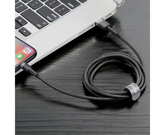 USB KABELIS BASEUS CAFULE USB-A TO LIGHTNING 2.4A 1.0M PILKAS-JUODAS CALKLF-BG1, 6953156274976
