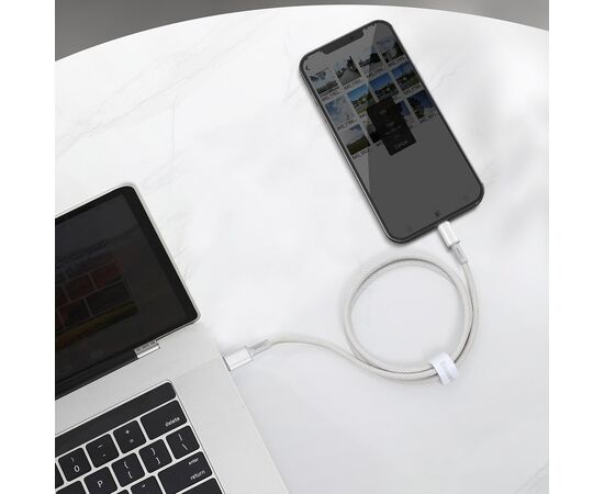USB KABELIS BASEUS HIGH DENSITY BRAIDED PD20W TYPE-C TO LIGHTNING 1.0M BALTAS CATLGD-02, 6953156231924