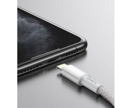 USB KABELIS BASEUS HIGH DENSITY BRAIDED PD20W TYPE-C TO LIGHTNING 1.0M BALTAS CATLGD-02, 6953156231924