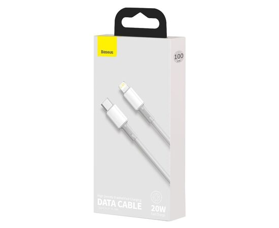 USB KABELIS BASEUS HIGH DENSITY BRAIDED PD20W TYPE-C TO LIGHTNING 1.0M BALTAS CATLGD-02, 6953156231924