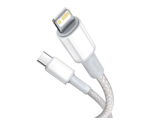 USB KABELIS BASEUS HIGH DENSITY BRAIDED PD20W TYPE-C TO LIGHTNING 1.0M BALTAS CATLGD-02, 6953156231924