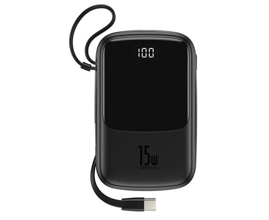 IšORINė BATERIJA POWER BANK BASEUS Q POW WITH TYPE-C CABLE SU LCD EKRANU 10000MAH JUODA PPQD-A01, 40894