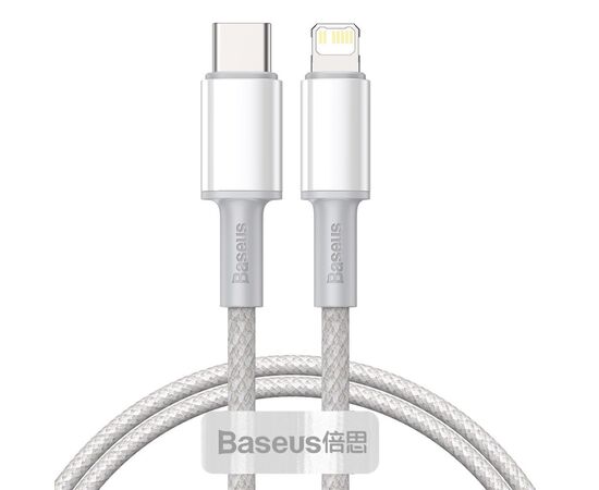 USB KABELIS BASEUS HIGH DENSITY BRAIDED PD20W TYPE-C TO LIGHTNING 1.0M BALTAS CATLGD-02, 52227