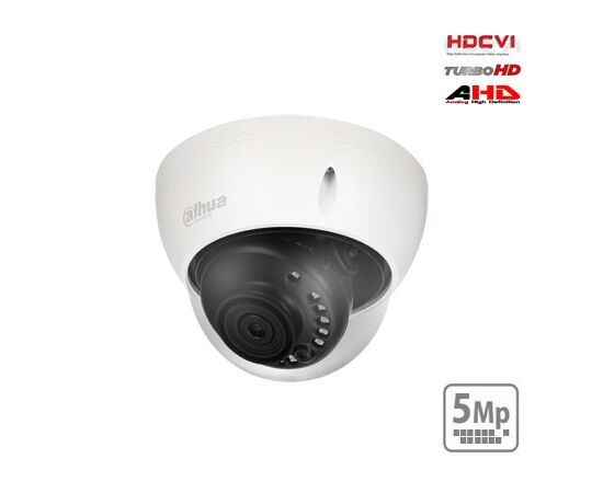 DAHUA HD-CVI KUPOLINė KAM. 5MP SU IR PAšVIETIMU IKI 30M., 1/2.7" 2.8MM 98°, IP67, IK10, HDBW1500EP