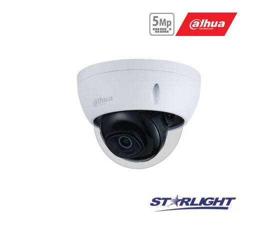 DAHUA IP KAMERA KUPOL. 5MP STARLIGHT AI, IR PAšVIET. IKI 50M, 1/2.7” 2.8MM 98°, SMD, IVS, IP67, H.265,IK10, HDBW3541E-AS